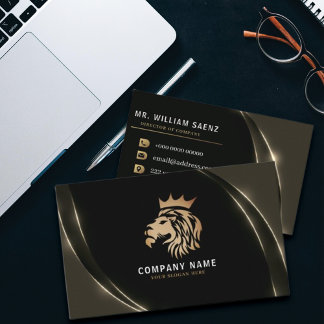 Professional Elegant Gold Lion Logo Business Card