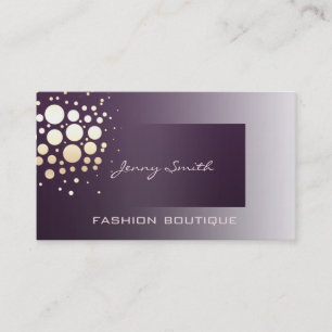 Professional elegant golden/bronze confetti violet business card