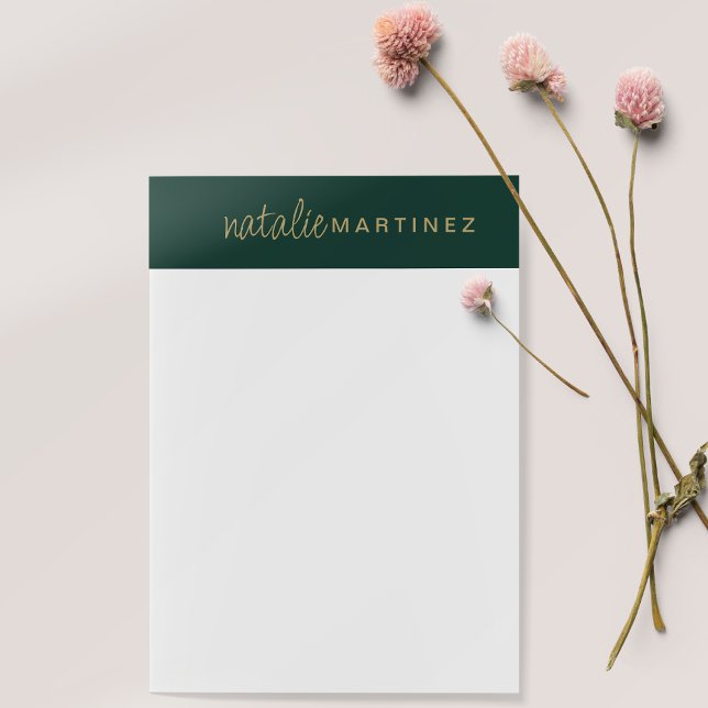 Professional Elegant Green Gold Personalized Large Post-it Notes (Creator Uploaded)