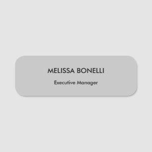 Professional elegant grey plain minimalist modern name tag