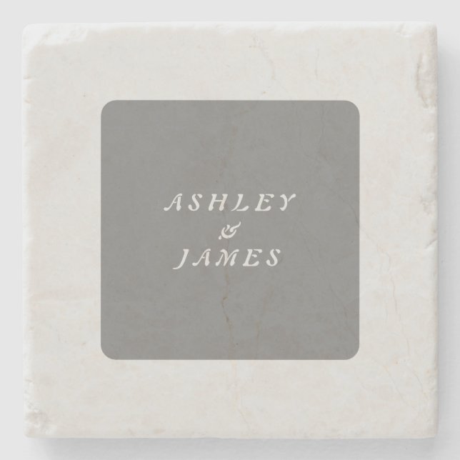 Professional elegant grey plain minimalist modern stone coaster (Front)
