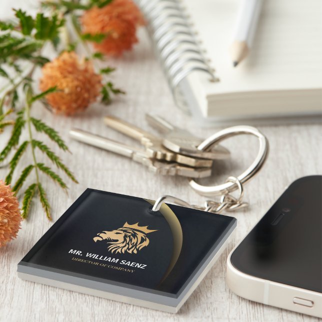  Professional Elegant Lion Logo  Keychain (Front Right)