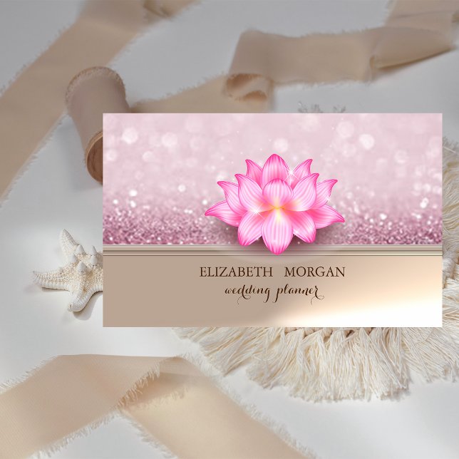 Professional Elegant Lotus Glittery Bokeh Business Card (Creator Uploaded)