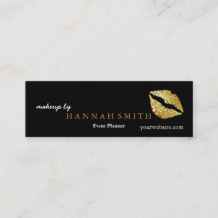 Professional Elegant Makeup Artist Gold Lips Mini Business Card