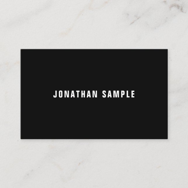 Professional Elegant Minimalist Modern B&W Plain Business Card (Front)