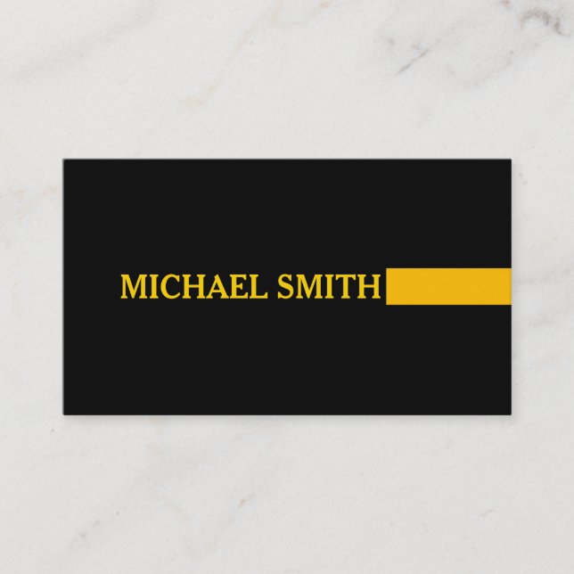 Professional Elegant Modern Amber Plain Black Business Card (Front)