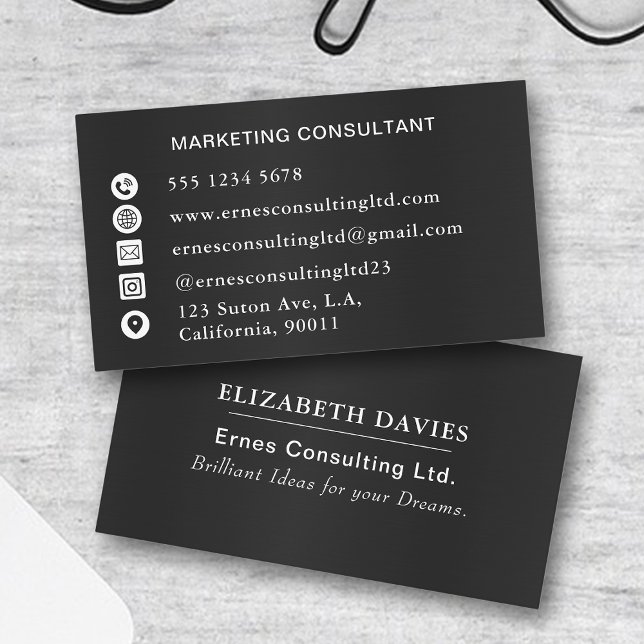 Professional Elegant Modern Black and White Business Card (Creator Uploaded)