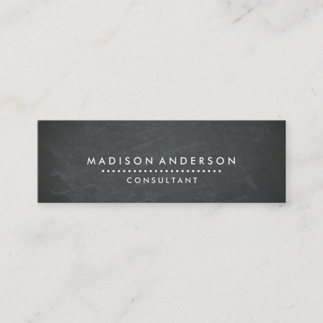 Professional Elegant Modern Black Chalk Board Mini Business Card (Front)