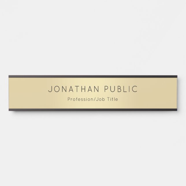 Professional Elegant Modern Black Gold Template Door Sign (Front)