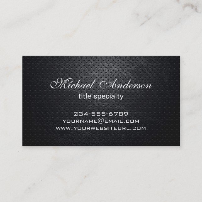 Professional Elegant Modern Black Scratched Metal Business Card (Front)