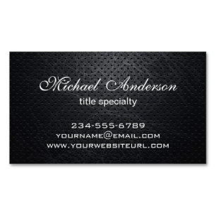 Professional Elegant Modern Black Scratched Metal Magnetic Business Card