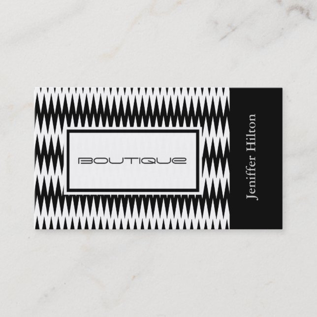 Professional elegant modern black white chevron business card (Front)