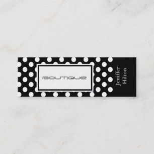 Professional elegant modern black white polka dots mini business card