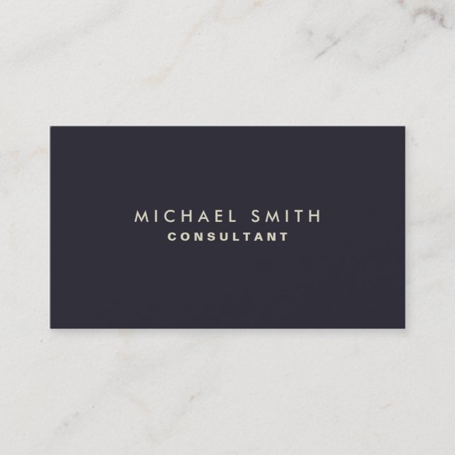 Professional Elegant Modern Blue Plain Simple Business Card (Front)