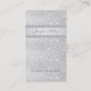 Professional elegant modern glittery bokeh pearls business card