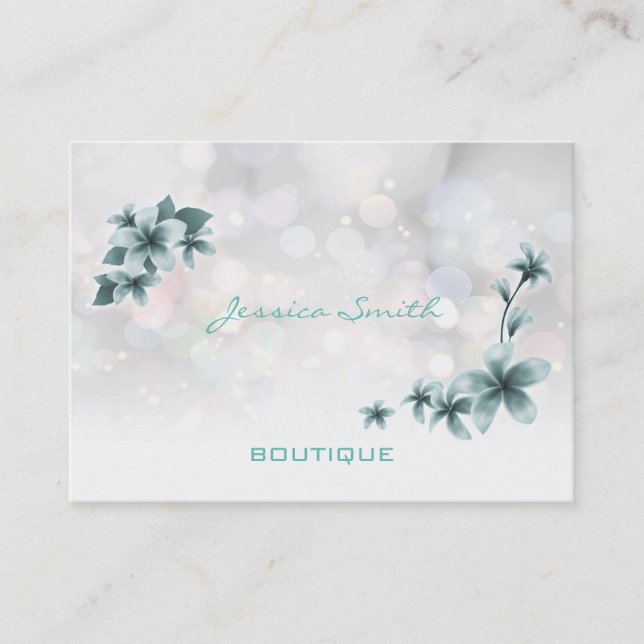 Professional elegant modern luxury bokeh floral business card (Front)