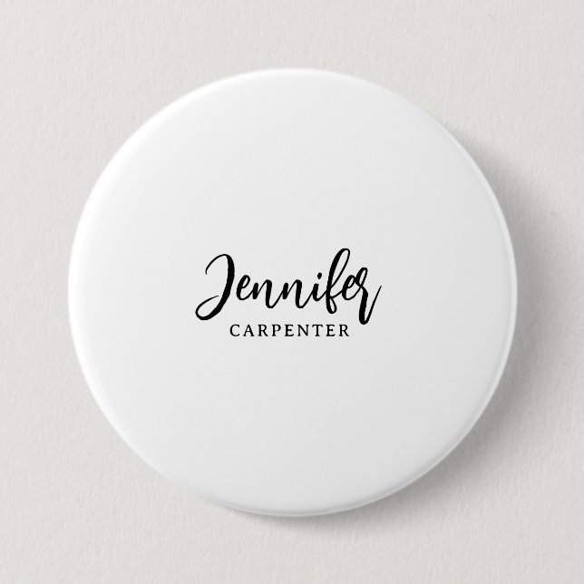 Professional elegant modern minimalist add name 3 inch round button (Front)