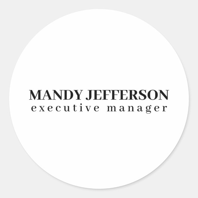 Professional elegant modern minimalist add name classic round sticker (Front)
