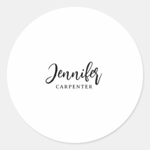 Professional elegant modern minimalist add name classic round sticker