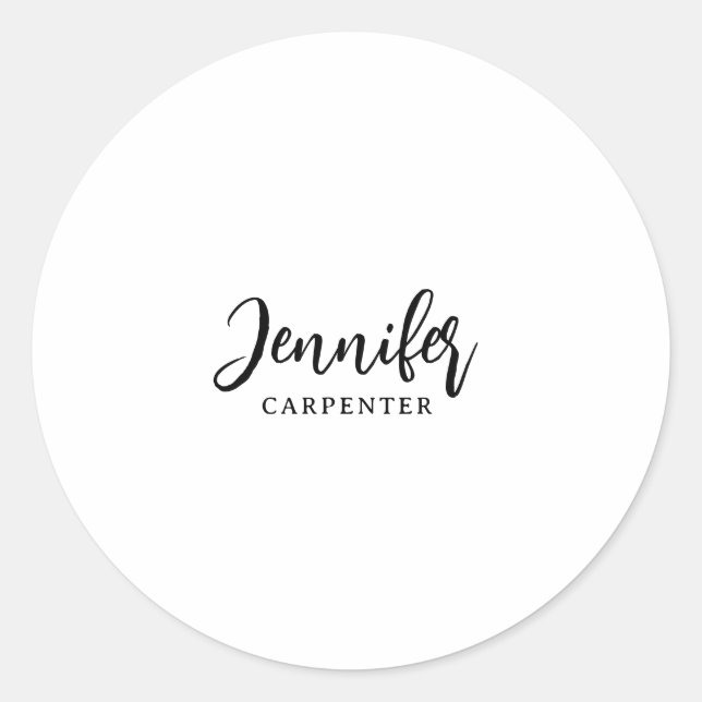 Professional elegant modern minimalist add name classic round sticker (Front)