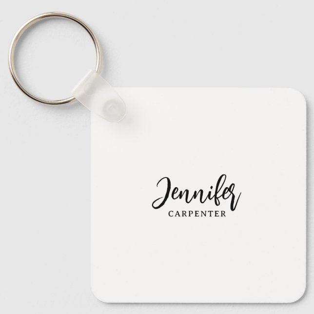 Professional elegant modern minimalist add name keychain (Front)