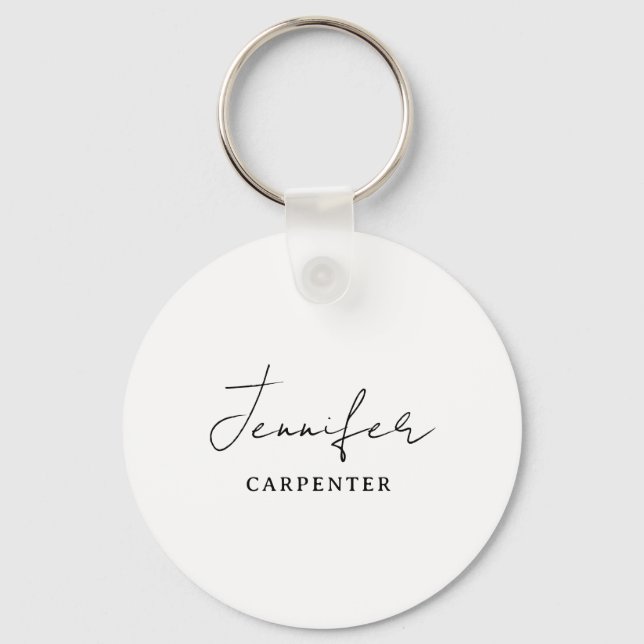 Professional elegant modern minimalist add name keychain (Front)