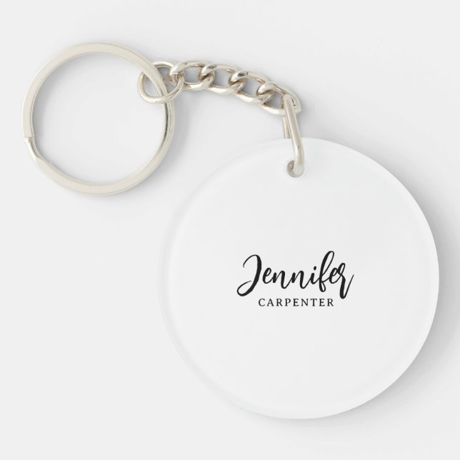 Professional elegant modern minimalist add name keychain (Front)