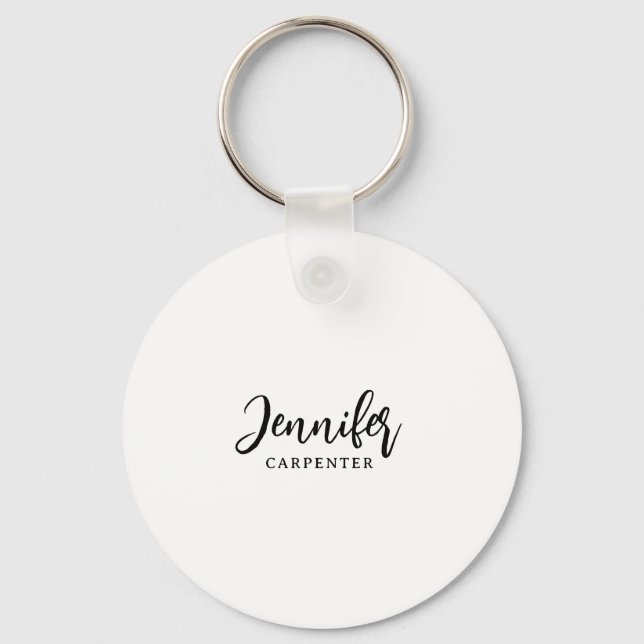 Professional elegant modern minimalist add name keychain (Front)