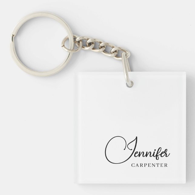 Professional elegant modern minimalist add name keychain (Front)