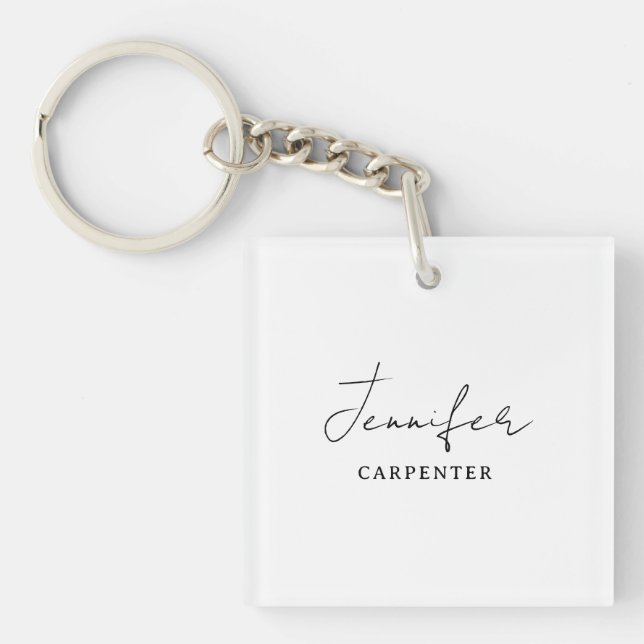 Professional elegant modern minimalist add name keychain (Front)