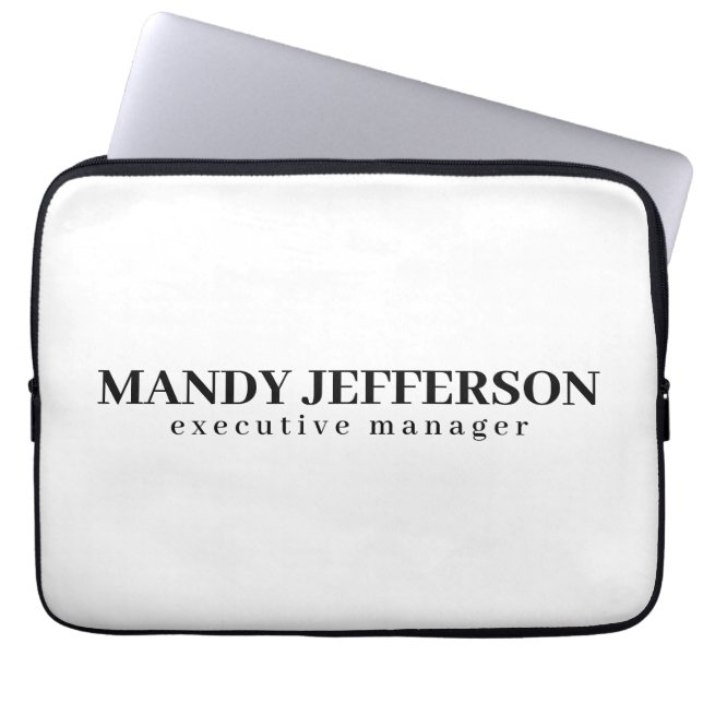 Professional elegant modern minimalist add name laptop sleeve (Front)