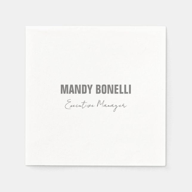 Professional elegant modern minimalist add name napkin (Front)
