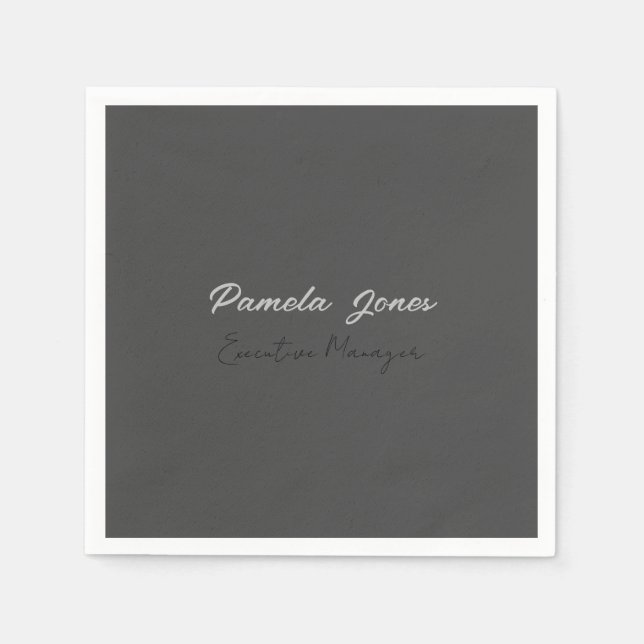 Professional elegant modern minimalist add name napkin (Front)