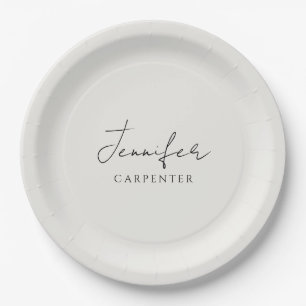 Professional elegant modern minimalist add name paper plate