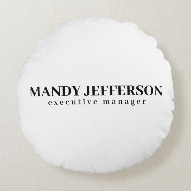 Professional elegant modern minimalist add name round pillow (Front)