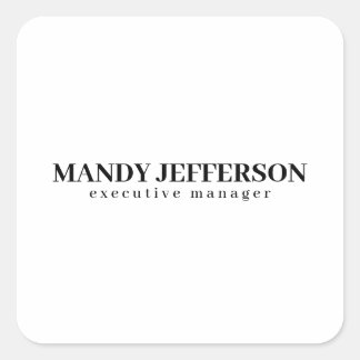 Professional elegant modern minimalist add name square sticker