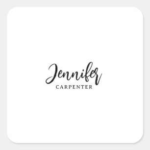Professional elegant modern minimalist add name square sticker