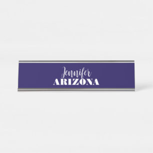 Professional elegant modern minimalist dark blue desk name plate