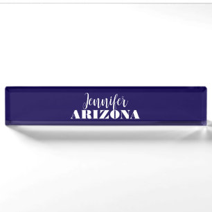 Professional elegant modern minimalist dark blue nameplate