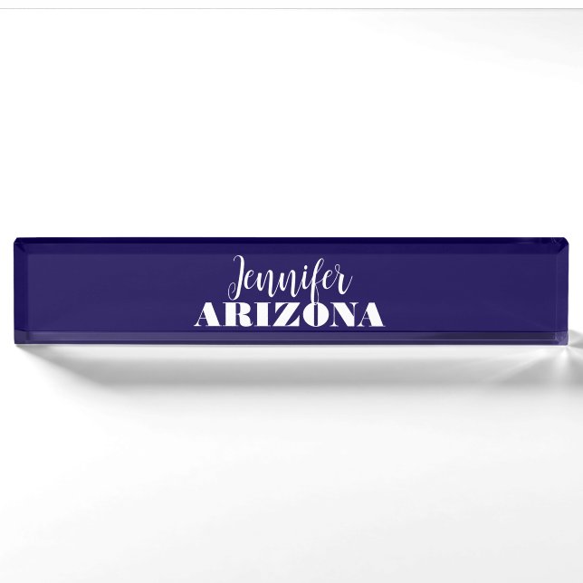 Professional elegant modern minimalist dark blue nameplate (Front)