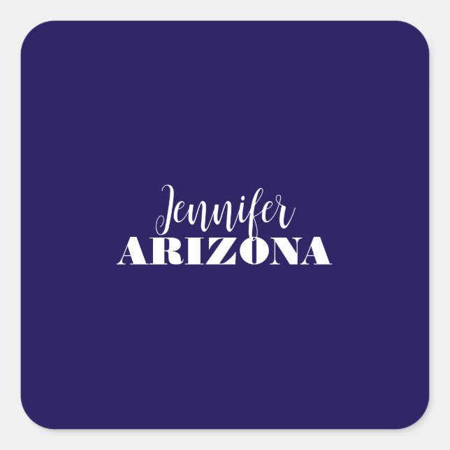 Professional elegant modern minimalist dark blue square sticker (Front)