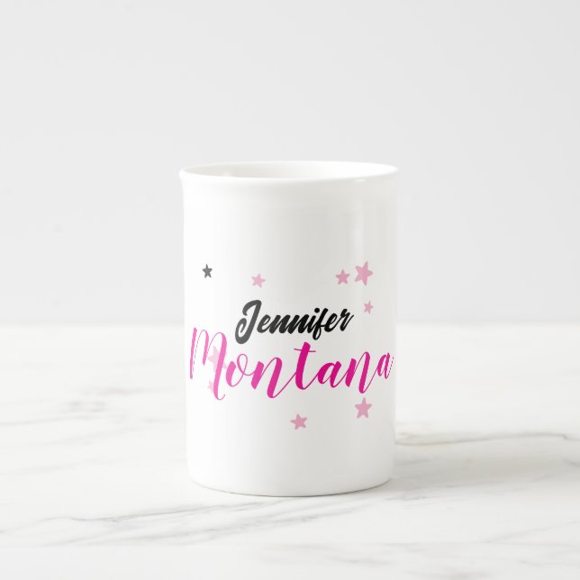 Professional elegant modern minimalist name bone china mug (Front)
