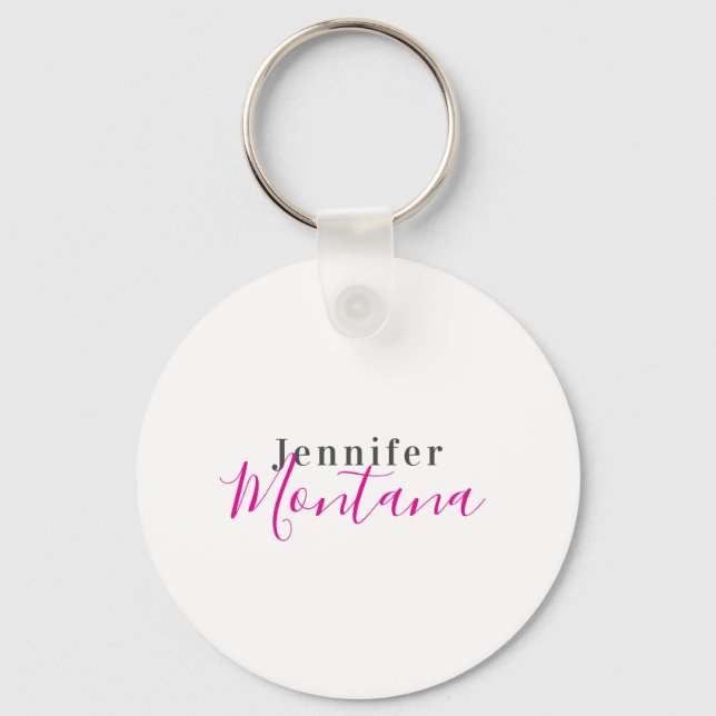 Professional elegant modern minimalist name keychain (Front)