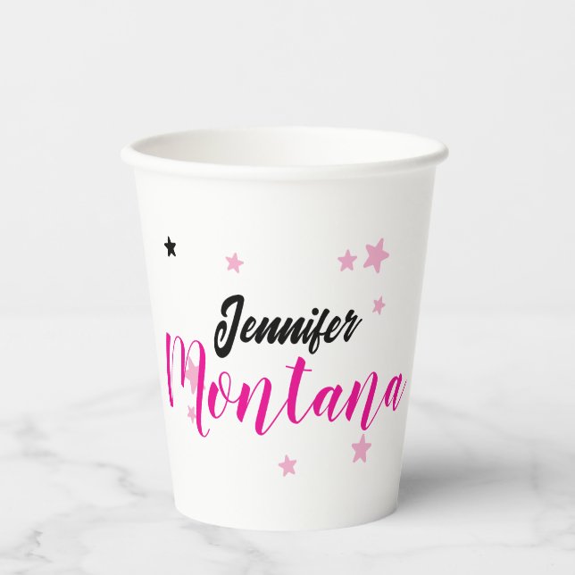 Professional elegant modern minimalist name paper cups (Front)