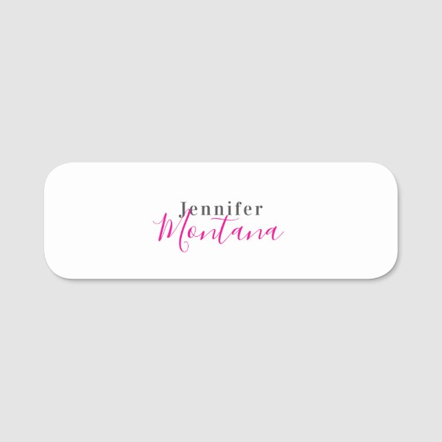 Professional elegant modern minimalist name tag (Front)