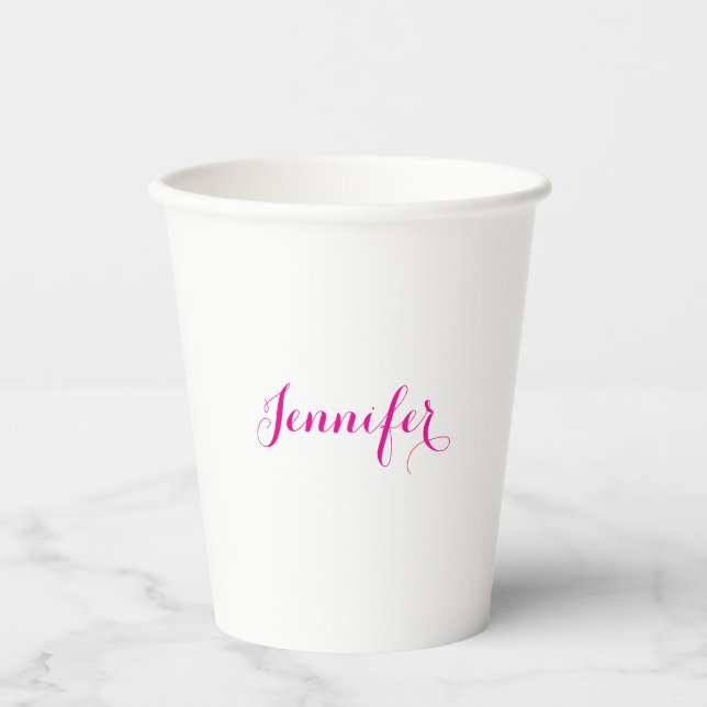 Professional elegant modern minimalist plain name paper cups (Front)