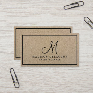 Professional Elegant Modern Monogram Beige Sand Business Card