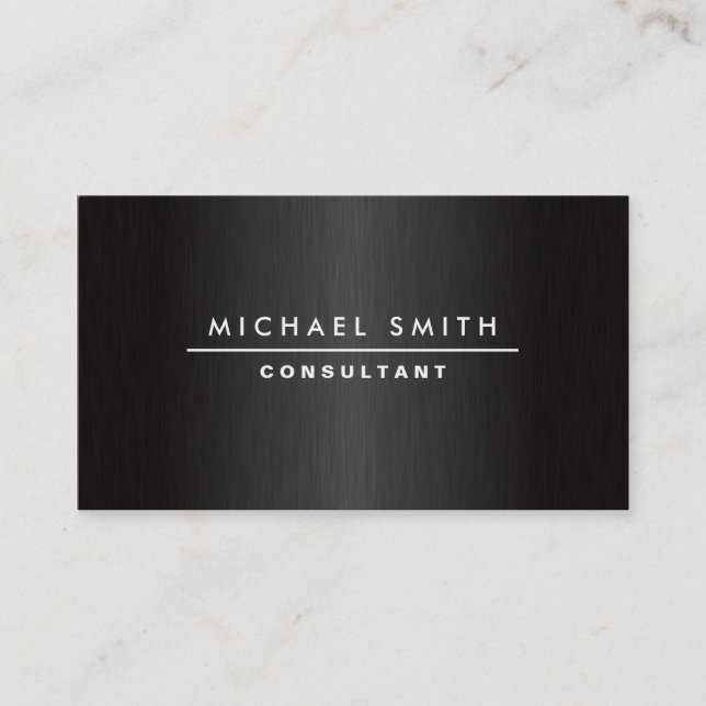 Professional Elegant Modern Plain Metal Black Business Card (Front)