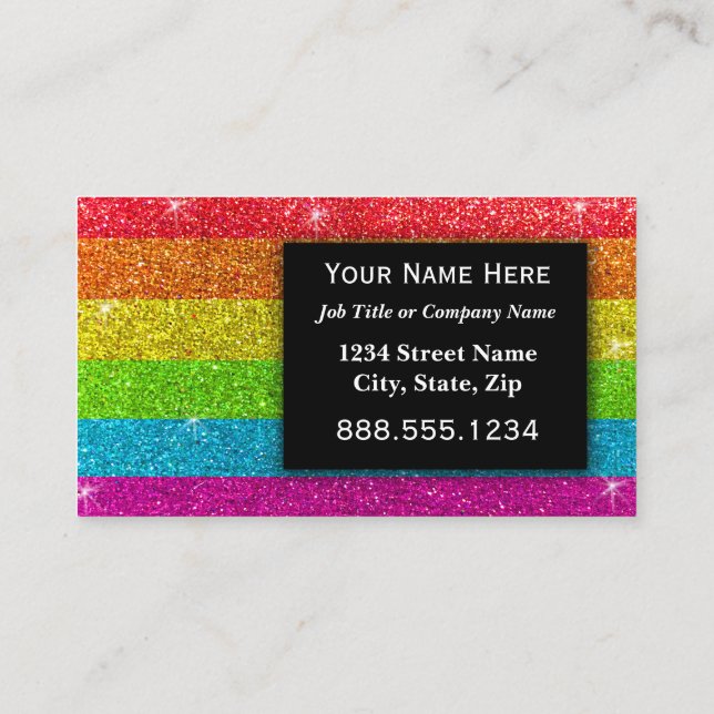 Professional Elegant Modern Rainbow Glitter LGBT Business Card (Back)