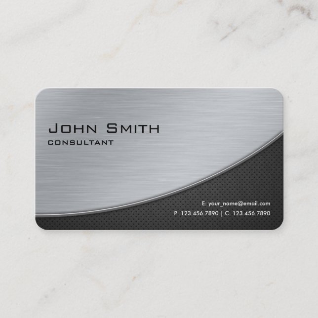 Professional Elegant Modern Silver Rounded Corners Business Card (Front)